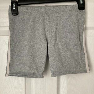 grey striped white shorts